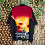 Vintage Y2K no boundaries 2000s motorcycle aop button up tee