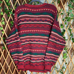 Vintage 90s coogi style J.T beckett 3D knit cardigan sweater
