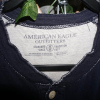 Medium -Vintage Y2K American Eagle embroider henley LS shirt