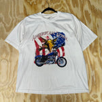 Vintage y2k american steel motorcycle american flag t-shirt
