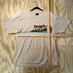 Vintage Y2K side out surf style stripe palm tree 00s t-shirt