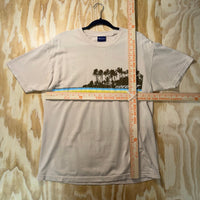 Vintage Y2K side out surf style stripe palm tree 00s t-shirt