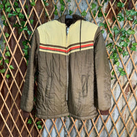 Vintage Y2K quilted puffer stripe fur lined hood rain jacket