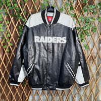 Vintage Y2K Oakland Raiders leather 2000s embroidered jacket