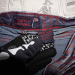 5/6  - Vintage Y2K Crest denim stripe blue/red 2000s skirt