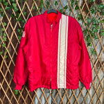 Vintage Y2K mechanic stripe 80s embroider sherpa line jacket