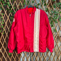 Vintage Y2K mechanic stripe 80s embroider sherpa line jacket