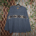 Large-VintageY2K St Johns Bay Aztec stripe fleece sweatshirt