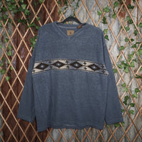 Large-VintageY2K St Johns Bay Aztec stripe fleece sweatshirt