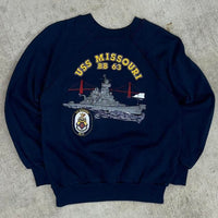 Vintage 80s uss missouri bb63 crewneck sweatshirt