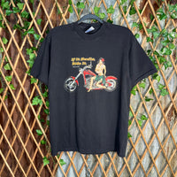 Vintage Y2K Hawaii motorcycle biker pinup girl 2000s t-shirt