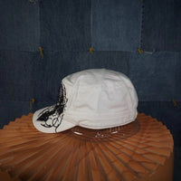 Vintage Y2K Femme grunge Cross logo embroider 00s cadet cap - White - OSFA