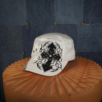 Vintage Y2K Femme grunge Cross logo embroider 00s cadet cap - White - OSFA