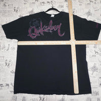 XL - Vintage Y2K Quicksilver T-Shirts spell cursive sketch - Black - XL