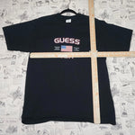 L - Vintage Y2K Guess T-Shirts gas usa american flag since - Black - L