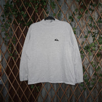 L - Vintage Y2K Quicksilver T-Shirts mock neck lightweight - Gray - L