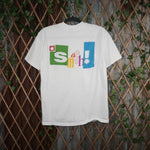 L - Vintage Y2K Apple T-Shirts smash front back double sided - White - L