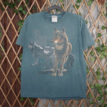 L - Vintage Y2K American Vintage T-Shirts wolves faded 90s - Green - L