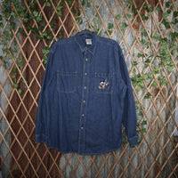 XL - Vintage Y2K Disney Shirts button heavyweight dark wash - Blue - XL