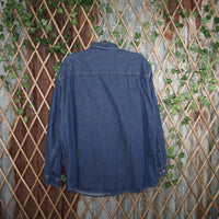 XL - Vintage Y2K Disney Shirts button heavyweight dark wash - Blue - XL
