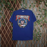 L - Vintage Y2K Nascar T-Shirts 50th anniversary racing big - Blue - L