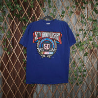 L - Vintage Y2K Nascar T-Shirts 50th anniversary racing big - Blue - L
