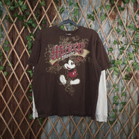 L - Vintage Y2K Disney T-Shirts mickey mouse grunge tribal - Beige - L