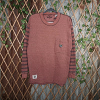L - Vintage Y2K Trader Bay T-Shirts rugby patch pocket - Orange - L
