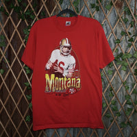 L - Vintage Y2K Salem T-Shirts joe montana san francisco - Red - L