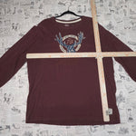 Vintage / Y2K Old Navy maroon LS raw hem 00s deer t-shirt