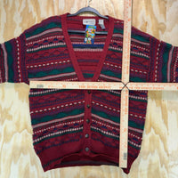 Vintage 90s coogi style J.T beckett 3D knit cardigan sweater