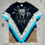 Medium - Vintage y2k liquid blue aop tie dye skull t-shirt