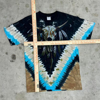 Medium - Vintage y2k liquid blue aop tie dye skull t-shirt