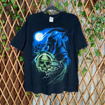 Vintage Y2K grunge moon grim Reaper scythe 2000s skull shirt