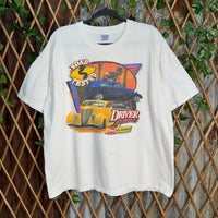Vintage Y2K Les Schwab 1950s car promo 2000s racing t-shirt