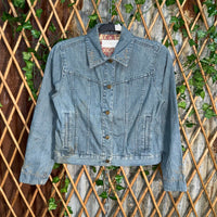 Vintage Y2K Liz Claiborne flower harley patch denim jacket