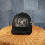 OSFA - Vintage / Y2K  Leather NFL Raiders Football Team Hat