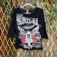 Vintage Y2K route 66 motorcycle biker 2000s femme t-shirt