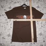 Small -Vintage Y2K skull skeleton bones flame tribal t-shirt