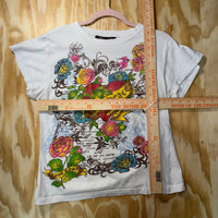 Vintage Y2K heart flower 2000s femme ed hardy style t-shirt