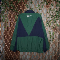 XL - Vintage Y2K Reebok green/navy essential 00s windbreaker