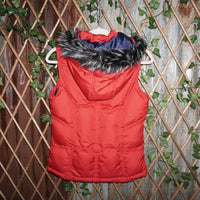 Small - Vintage Y2K USPA embroider 2000s vest fur hood vest