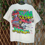 Vintage y2k 90s all over print AOP midget car nascar t-shirt