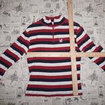 Small - Vintage Y2K striped Mickey Mouse quarter zip t-shirt