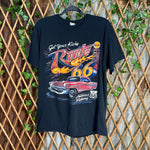 Vintage Y2K route 66 airbrush 00s classic car hot rod tshirt