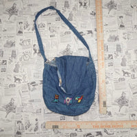 Vintage Y2K Denim embroider boot skull horse 1990s purse bag