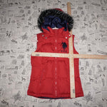 Small - Vintage Y2K USPA embroider 2000s vest fur hood vest