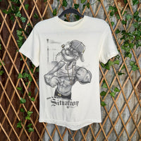 Vintage Y2K Popeye cartoon 2010s jersey shore parody t-shirt