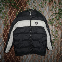 Large - Vintage Y2K Oakland Raiders 00s zip up puffer jacket