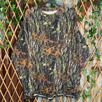 vintage y2k Canyon Trail real tree aop camo pocket LS tshirt